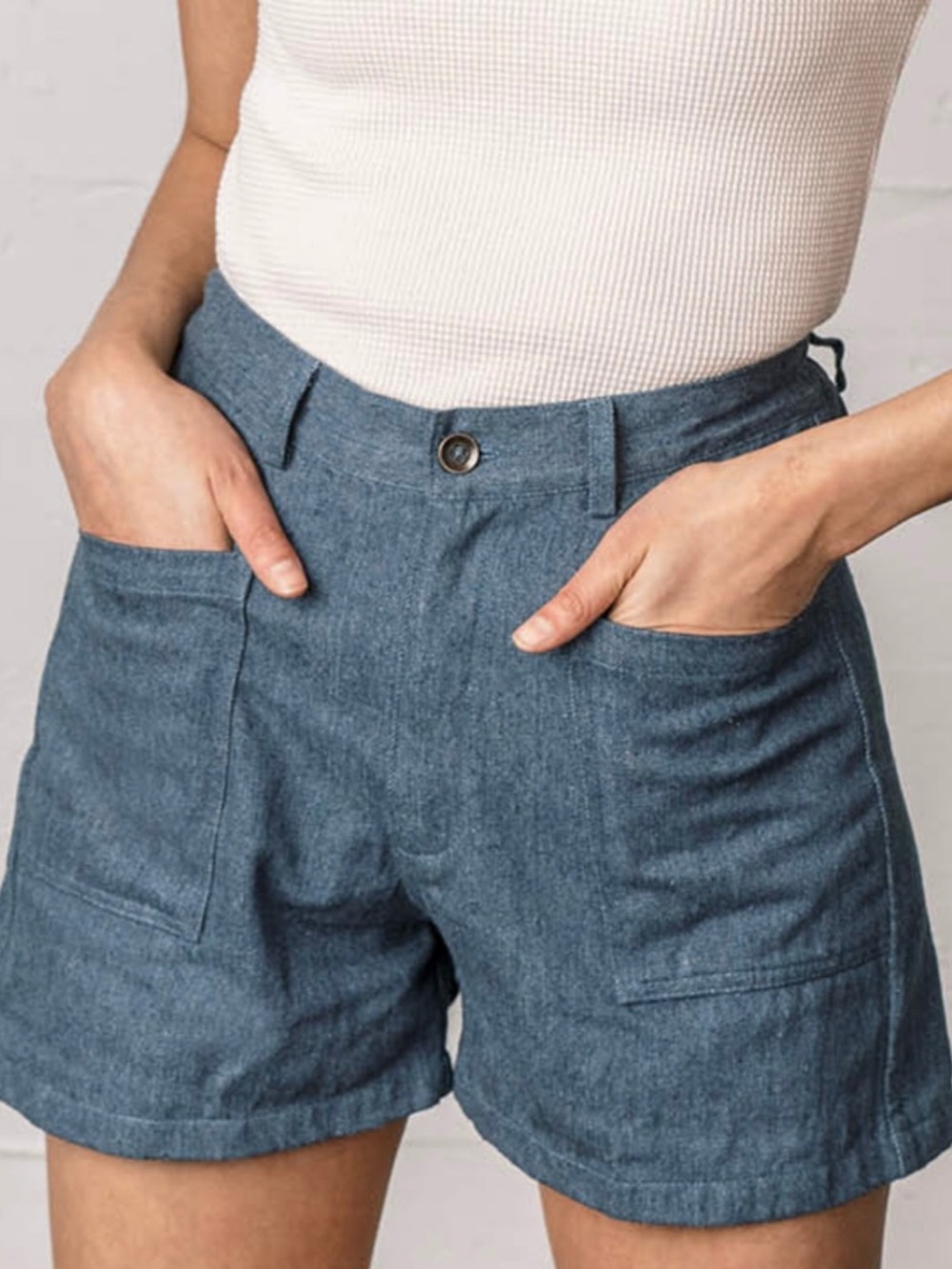 Noble Organic Adult Chore Shorts Denim Chambray Large